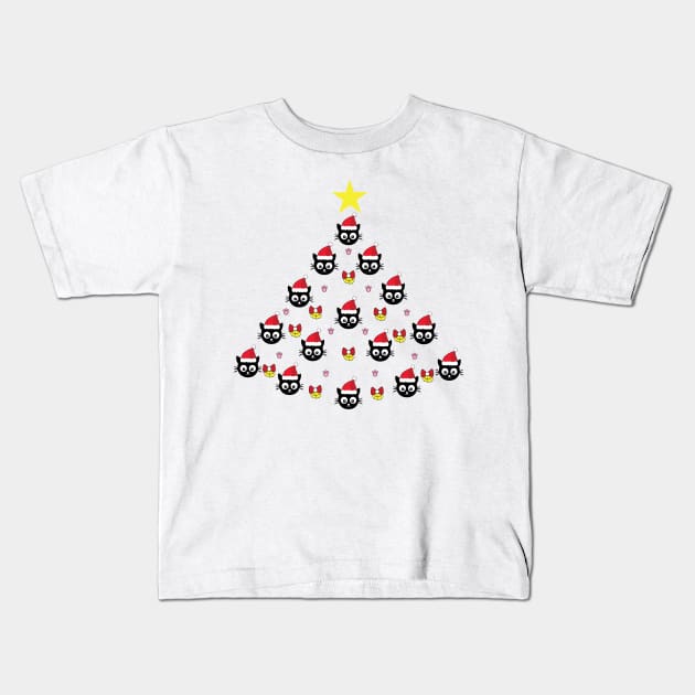 Merry Black Catmas Tree Kids T-Shirt by Minami14R